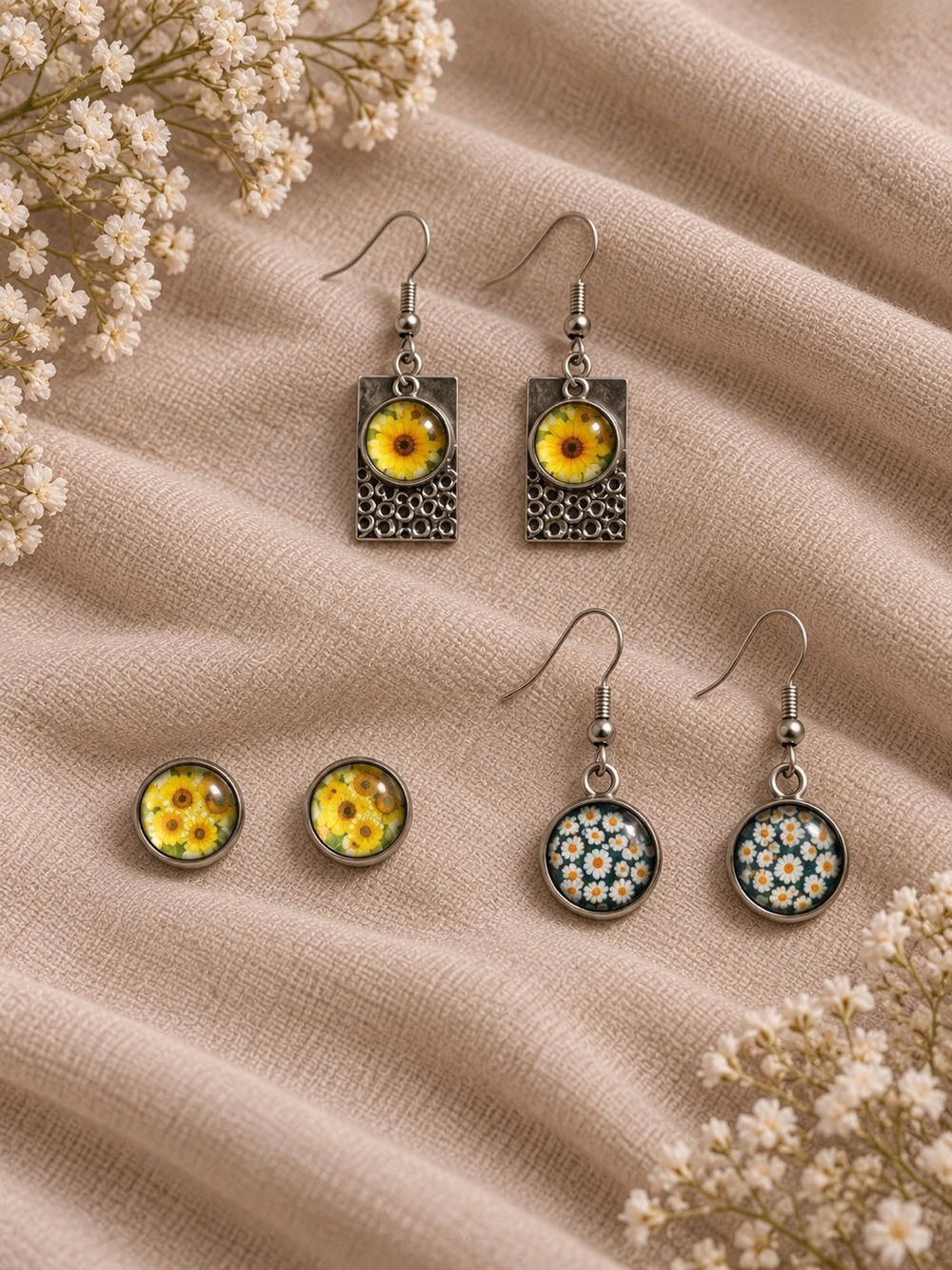 Sunflower/Daisy 3 pairs of earrings